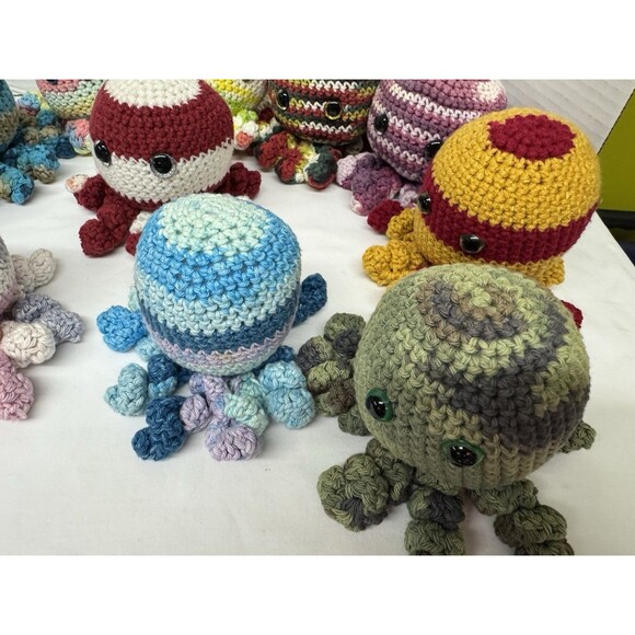 Handmade Crochet Octopus Plush-Soft Amigurumi Toy-Gift Sea Nautical Ocean Decor - Picture 5 of 16